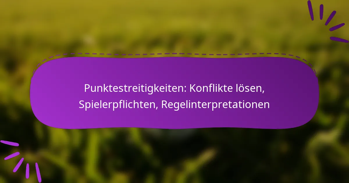Punktestreitigkeiten: Konflikte lösen, Spielerpflichten, Regelinterpretationen
