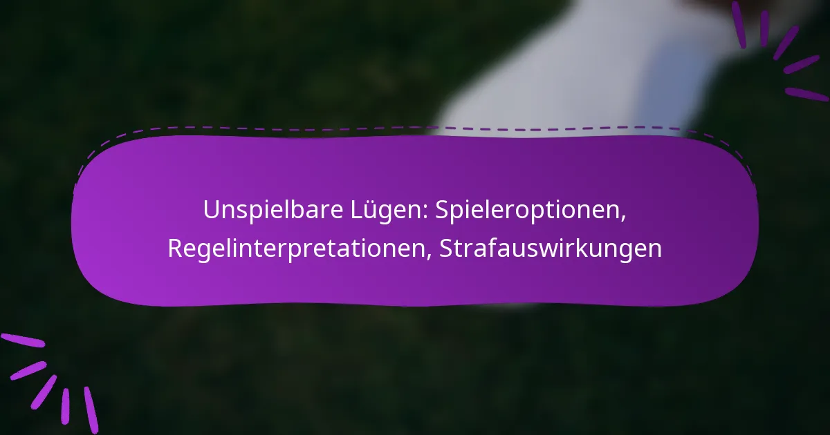 Unspielbare Lügen: Spieleroptionen, Regelinterpretationen, Strafauswirkungen