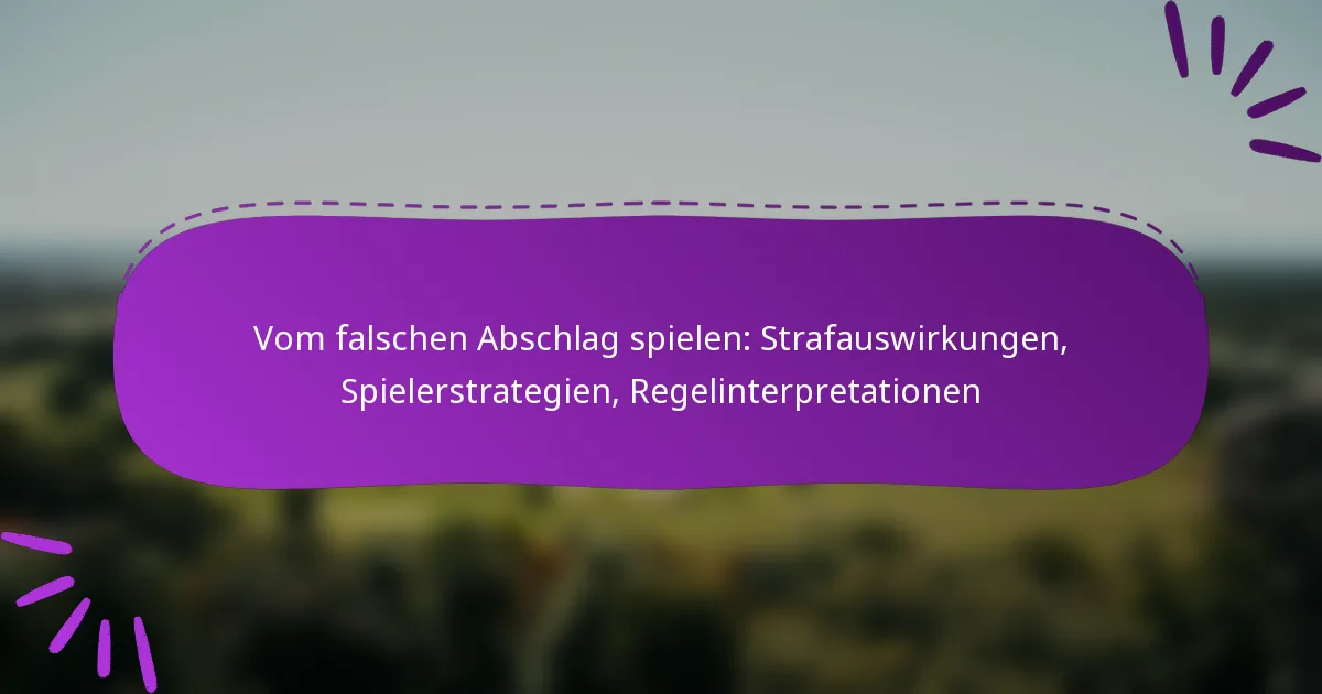 Vom falschen Abschlag spielen: Strafauswirkungen, Spielerstrategien, Regelinterpretationen