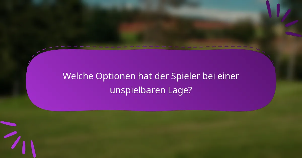 Welche Optionen hat der Spieler bei einer unspielbaren Lage?