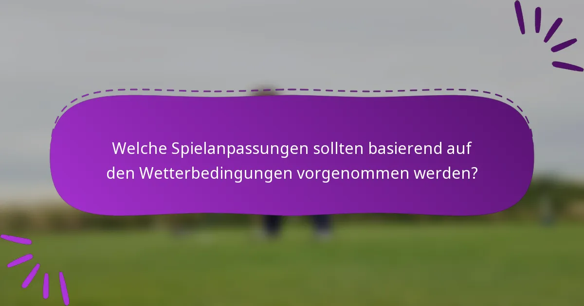 Welche Spielanpassungen sollten basierend auf den Wetterbedingungen vorgenommen werden?