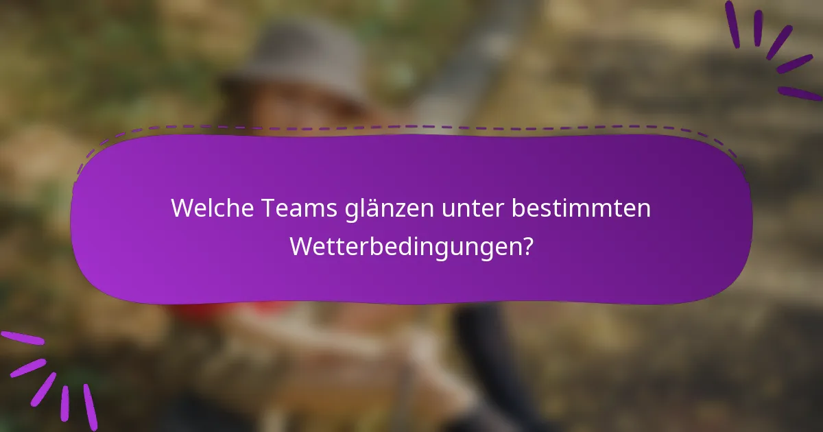 Welche Teams glänzen unter bestimmten Wetterbedingungen?