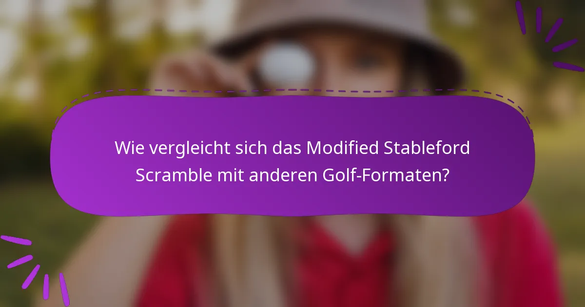Wie vergleicht sich das Modified Stableford Scramble mit anderen Golf-Formaten?
